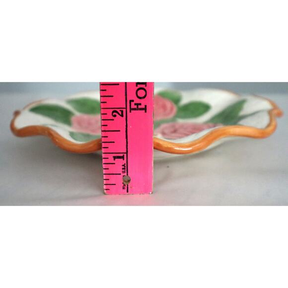 Vintage Fleurs Du Jardin Hand Painted Rose Plate Pink Embossed Wavy 8" Dessert - Picture 5 of 6